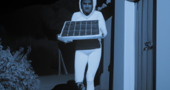 A person is running away with solar pannels